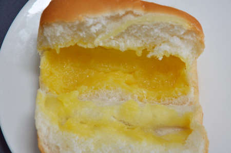 bread with filling creamの写真素材