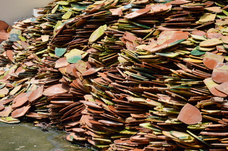 batch of tile for Buddhist donate money and write name on itの写真素材