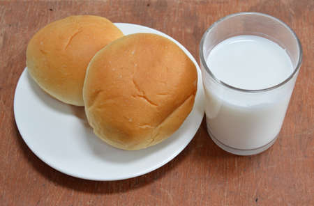 bread filling sweet bean and milkの写真素材