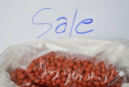 pet food plastic bag packing for sale in pet shopの写真素材