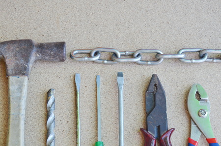 mechanic tool on wooden board