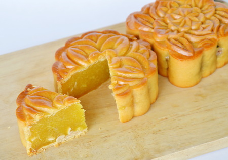 moon cake Chinese tradition dessert in festival on chop plate