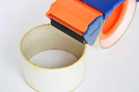 tape dispenser for seal box on white backgroundの写真素材