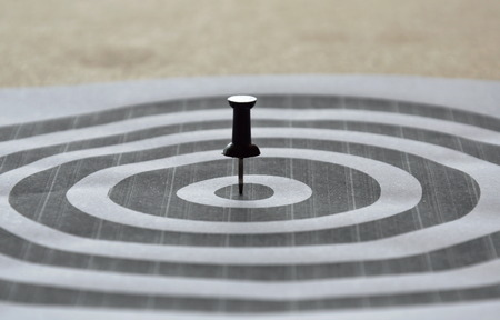 black marker boards stab on circle targetの写真素材