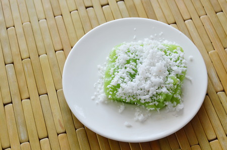 green coconut sweet custard on dishの写真素材