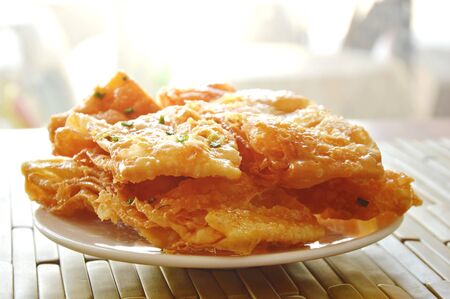 crispy sweet southern flat bread on dishの写真素材