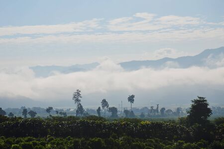 cloudy and mist floating cover mountain in Thailand countrysideの写真素材