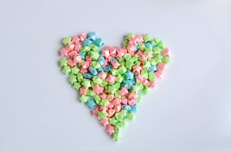 heart colorful star paper on white background