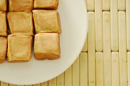 Chinese dice cake stuffed mush sweet bean on dish