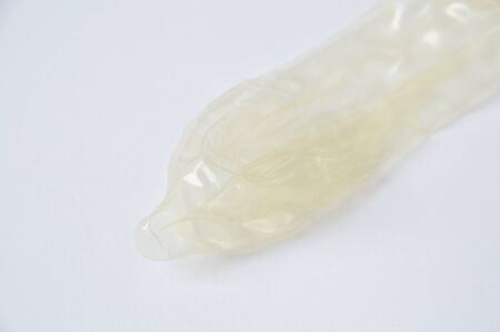 condom prepare to used on white background