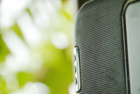 radio cassette tape recorder near window in house