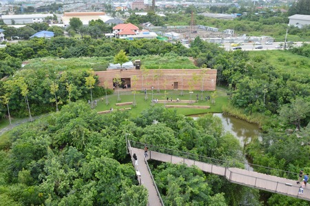 à¸ºBangkok Thailand July 28, 2017 : top view of project PTT green in the city  by PTT PUBLIC COMPANY LIMITED to growth forest for Thai people spending relaxing time and learning valuable of nature in townのeditorial素材