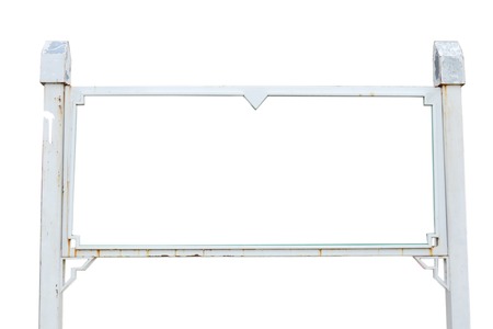 iron structure sign board on white background,の写真素材