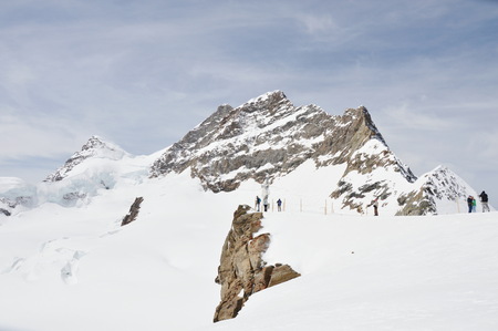 Montreux Switzerland June 1, 2014 : tourist photo and looking view on viewpoint at Jungfrau mountain top of Europeのeditorial素材