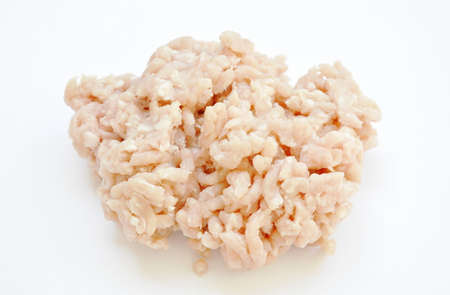 raw minced pork ingredient food on white backgroundの写真素材