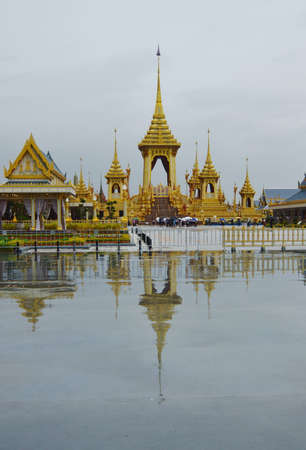 Bangkok Thailand November 21, 2017 : Thai People and foreigner visiting to royal crematorium of the late king Bhumibol Adulyadej with remembrance even hard rain falling but not obstacleのeditorial素材