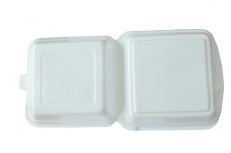 foam box for contain food on white backgroundの写真素材