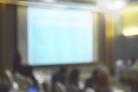 blur of projector screen in conference roomの写真素材