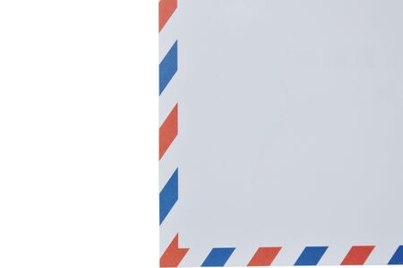 envelope with red and blue on border in white backgroundの写真素材