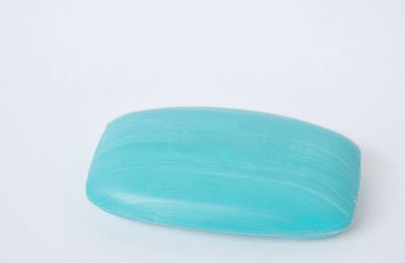 blue soap bar on white backgroundの写真素材