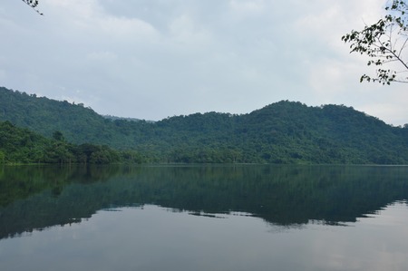landscape of mountain in lakeの写真素材