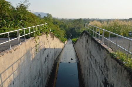 flush way tunnel for drain water and protect flooding at Wang Bon reservoir Thailandの写真素材