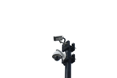 black close circuit television on white background