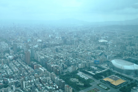 top view of Taipei cityscape from tallest building in Taiwanの写真素材