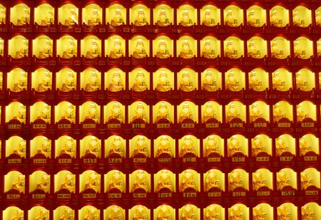 Yuchi Taiwan March 29, 2019 : wall decoration in Xuanguang Temple at sun moon lakeのeditorial素材