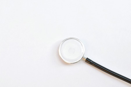 stethoscope medical equipment for doctor listening pulse of patient on white backgroundの写真素材