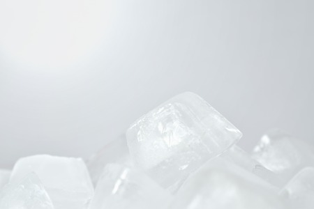 close up of ice cube texture on white backgroundの写真素材