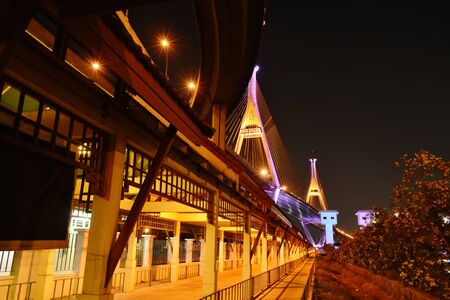 Bangkok Thailand May 5 ,2019: Bhumibol bridge or bridge of industrial rings over Chao Phraya river...