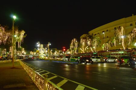 Bangkok Thailand May 6 ,2019 : LED and bulb decoration on Ratchadamnoen road in coronation of king Rama 10 at Sanam Luangのeditorial素材
