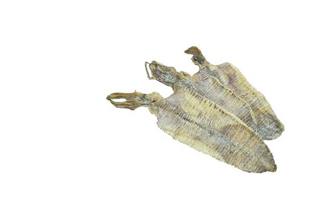 crushed grilled squid tradition Thai snack on white background