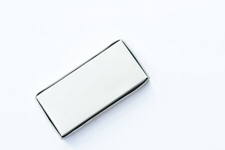 gray box arranging on white backgroundの写真素材
