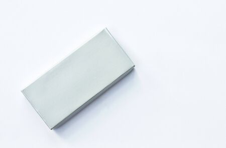 gray box arranging on white backgroundの写真素材