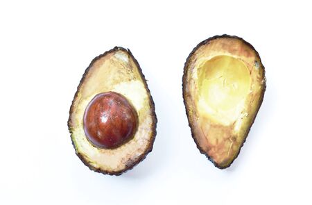fresh ripe avocado half cutting arranging on white background