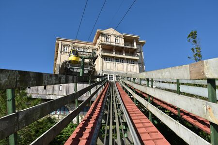 Danang Vietnam January 6, 2020 : roller coaster running on track at Ba Na hills in Vietnamのeditorial素材