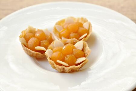 Thai dessert diamond crown pastry or Ja mongkut on plateの写真素材
