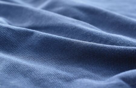 close up of blue fabric background and textureの写真素材
