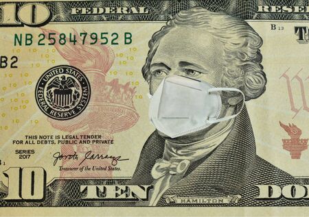 hygienic mask for protection nose and mouth cover Mr. Alexander Hamiltom face on ten US dollar...