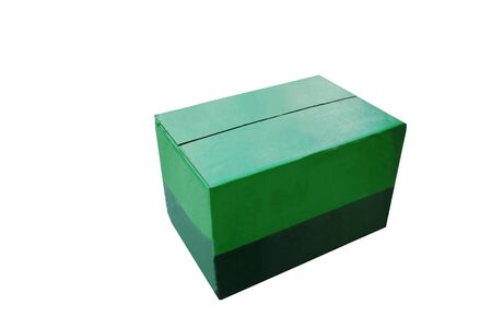 green and black box arranging on white backgroundの写真素材