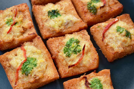 fried bread with chop pork spread eat couple with pickled vegetable sauce