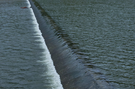 water flowing make wave and rippled on riverの写真素材