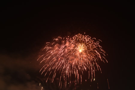 fireworks explosive on dark sky in nightの写真素材