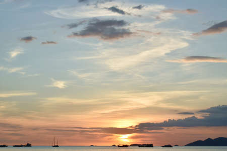 landscape of sunset on sea from Lipe island travel location in Thailand