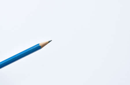 blue pencil arranging on white backgroundの写真素材