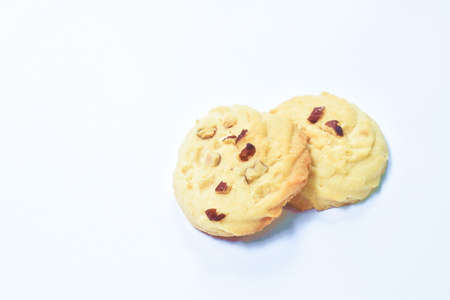 mixed nut cookie arranging on white backgroundの写真素材