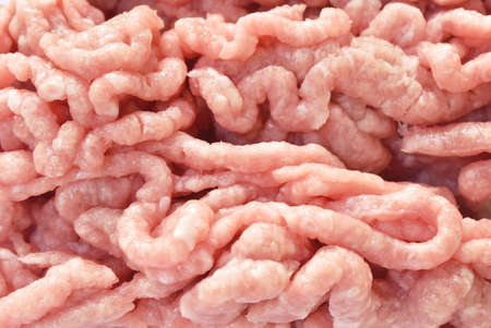 raw mashed pork ingredient food on white background