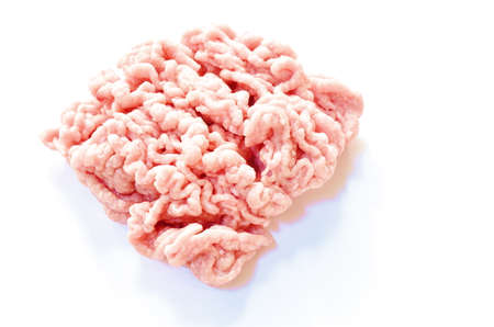 raw mashed pork ingredient food on white background